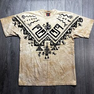 Dagoli Legend Teller Ancient Cave Art T-Shirt Tan Tie Dye Mens Large Graphic Tee